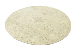 Muted Pinkish Beige Floral 6X6 Transitional Oriental Round Rug