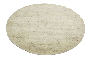 Muted Pinkish Beige Floral 6X6 Transitional Oriental Round Rug