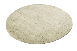 Muted Pinkish Beige Floral 6X6 Transitional Oriental Round Rug