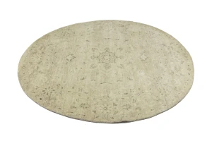 Muted Pinkish Beige Floral 6X6 Transitional Oriental Round Rug