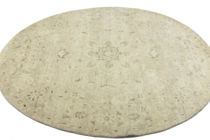 Muted Pinkish Beige Floral 6X6 Transitional Oriental Round Rug