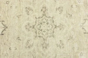 Muted Pinkish Beige Floral 6X6 Transitional Oriental Round Rug