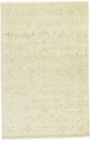 Muted Beige Floral 4X6 Transitional Oriental Rug