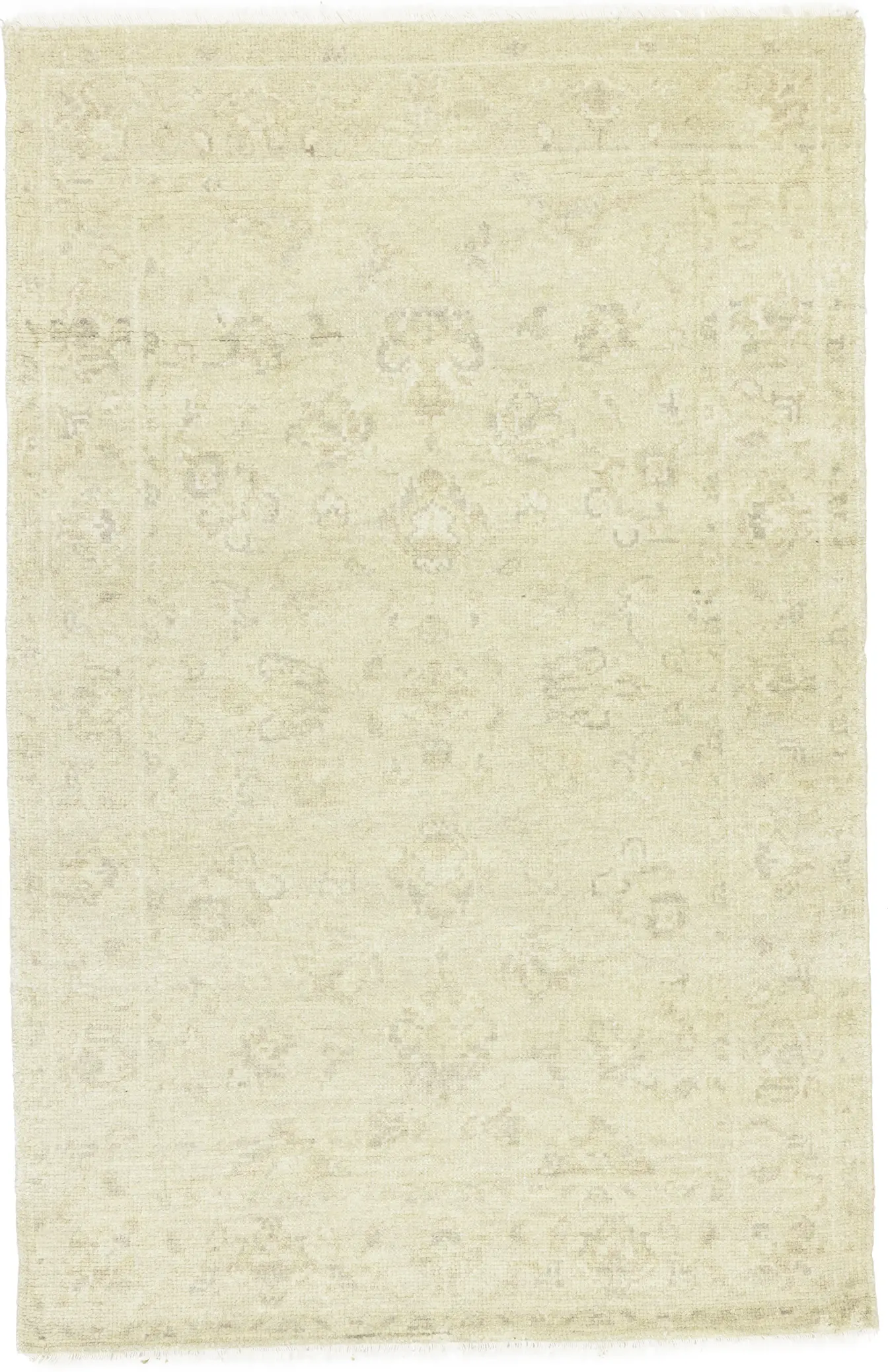 Muted Beige Floral 4X6 Transitional Oriental Rug