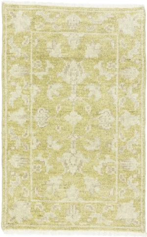 Muted Golden Yellow Floral 2X3 Transitional Oriental Rug