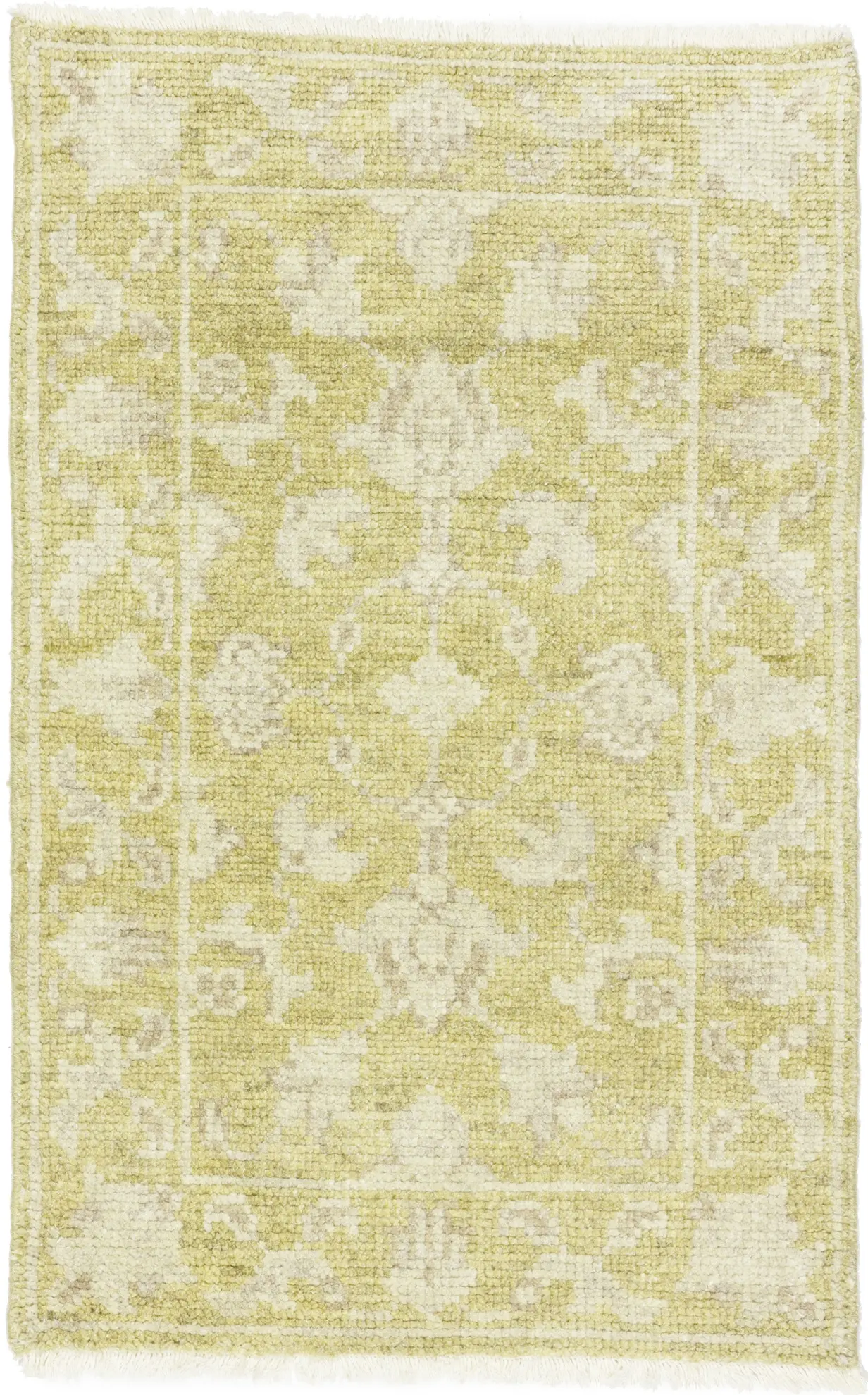 Muted Golden Yellow Floral 2X3 Transitional Oriental Rug
