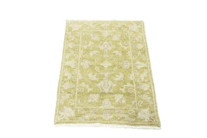 Muted Golden Yellow Floral 2X3 Transitional Oriental Rug