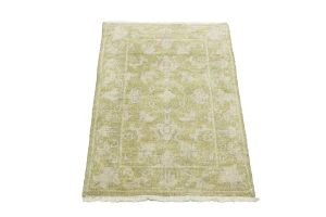 Muted Golden Yellow Floral 2X3 Transitional Oriental Rug