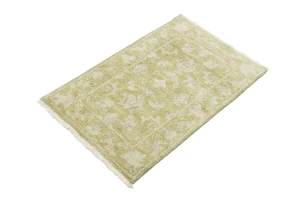 Muted Golden Yellow Floral 2X3 Transitional Oriental Rug