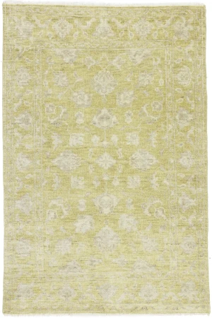 Muted Golden Yellow Floral 3X5 Transitional Oriental Rug