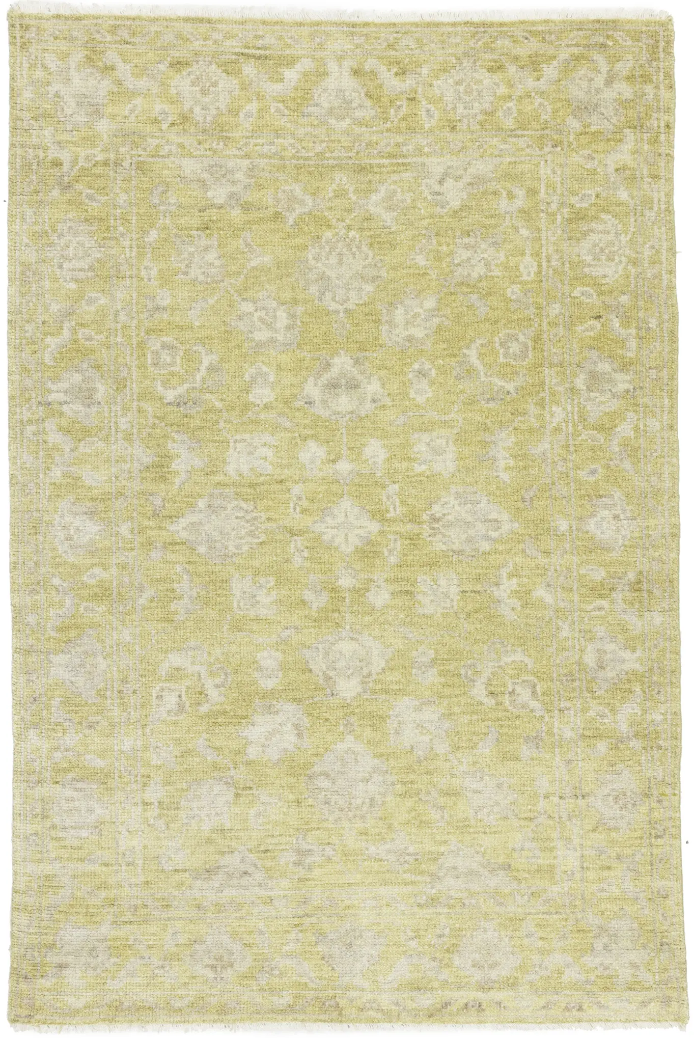 Muted Golden Yellow Floral 3X5 Transitional Oriental Rug