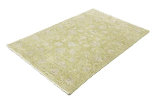 Muted Golden Yellow Floral 3X5 Transitional Oriental Rug