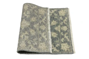 Muted Dark Slate Floral 2X3 Transitional Oriental Rug