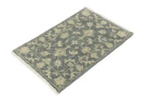 Muted Dark Slate Floral 2X3 Transitional Oriental Rug