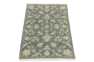 Muted Dark Slate Floral 2X3 Transitional Oriental Rug