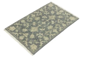 Muted Dark Slate Floral 2X3 Transitional Oriental Rug