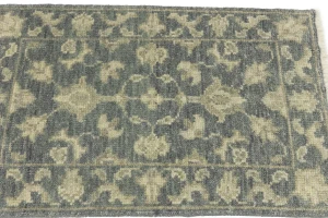 Muted Dark Slate Floral 2X3 Transitional Oriental Rug