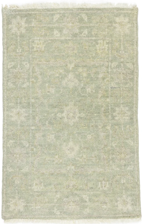 Muted Green Floral 2X3 Transitional Oriental Rug