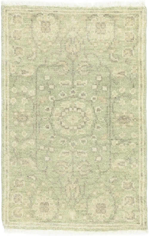 Muted Green Floral 2X3 Transitional Oriental Rug