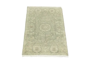 Muted Green Floral 2X3 Transitional Oriental Rug