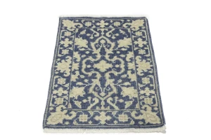 Muted Slate Blue Floral 2X3 Transitional Oriental Rug