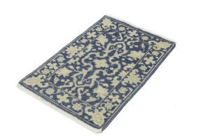 Muted Slate Blue Floral 2X3 Transitional Oriental Rug