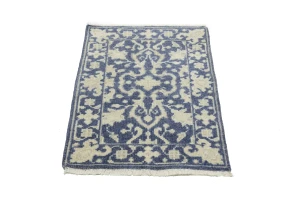 Muted Slate Blue Floral 2X3 Transitional Oriental Rug