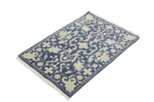 Muted Slate Blue Floral 2X3 Transitional Oriental Rug