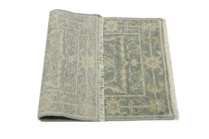 Muted Gray Floral 2X3 Transitional Oriental Rug