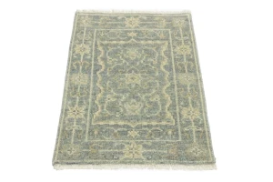 Muted Gray Floral 2X3 Transitional Oriental Rug