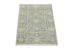 Muted Gray Floral 2X3 Transitional Oriental Rug