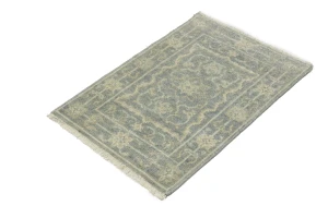 Muted Gray Floral 2X3 Transitional Oriental Rug