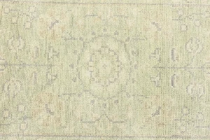 Muted Green Floral 2'7X11'9 Transitional Oriental Runner Rug