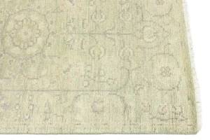 Muted Green Floral 2'7X11'9 Transitional Oriental Runner Rug