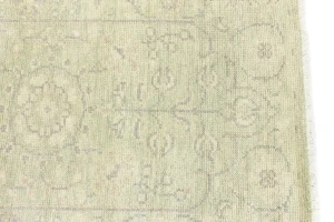 Muted Green Floral 2'7X11'9 Transitional Oriental Runner Rug