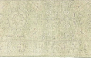 Muted Green Floral 2'7X11'9 Transitional Oriental Runner Rug
