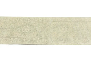 Muted Green Floral 2'7X11'9 Transitional Oriental Runner Rug
