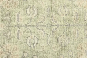Muted Green Floral 2'7X11'9 Transitional Oriental Runner Rug