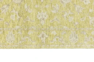 Muted Golden Yellow Floral 3X10 Transitional Oriental Runner Rug