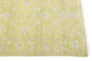 Muted Golden Yellow Floral 3X10 Transitional Oriental Runner Rug