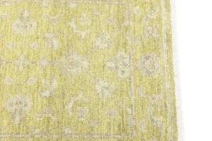 Muted Golden Yellow Floral 3X10 Transitional Oriental Runner Rug