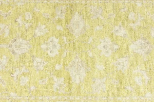 Muted Golden Yellow Floral 3X10 Transitional Oriental Runner Rug