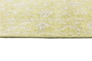 Muted Golden Yellow Floral 3X10 Transitional Oriental Runner Rug