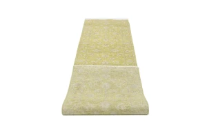 Muted Golden Yellow Floral 3X10 Transitional Oriental Runner Rug