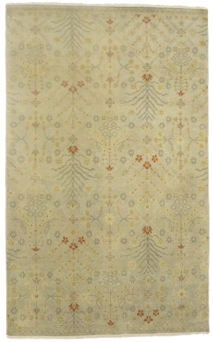 Cream Floral Oushak 5x8 Oriental Rug