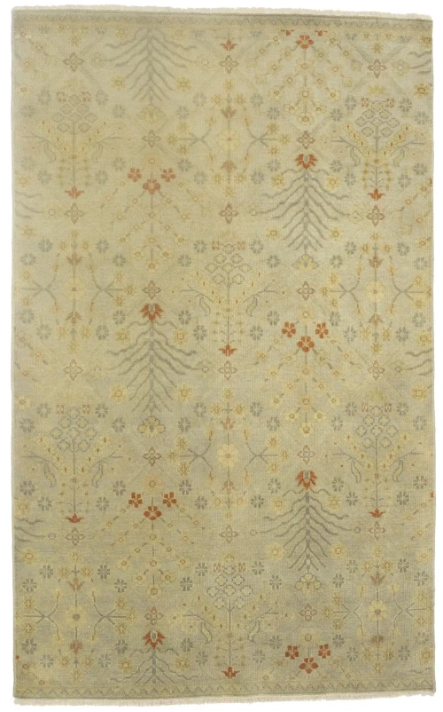 Cream Floral Oushak 5x8 Oriental Rug