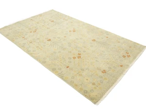Cream Floral Oushak 5x8 Oriental Rug