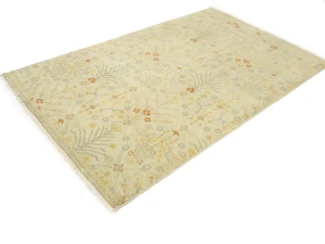 Cream Floral Oushak 5x8 Oriental Rug