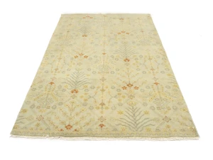 Cream Floral Oushak 5x8 Oriental Rug