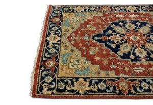 Rust Floral Tribal 4X10 Heriz Serapi Oriental Runner Rug